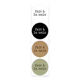 Étiquettes cadeaux adhésives rondes combi Fait à la main brun/noir/vert/blanc ø35 mm – Paquet de 500 - Etiquettes fête des pères, Bons cadeaux fête des pères