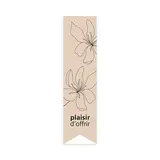 Étiquettes cadeaux adhésives ferme sac Plaisir d’offrir fleur beige/noir 35 x 135 mm – Paquet de 200 - Étiquettes cadeaux ferme sac