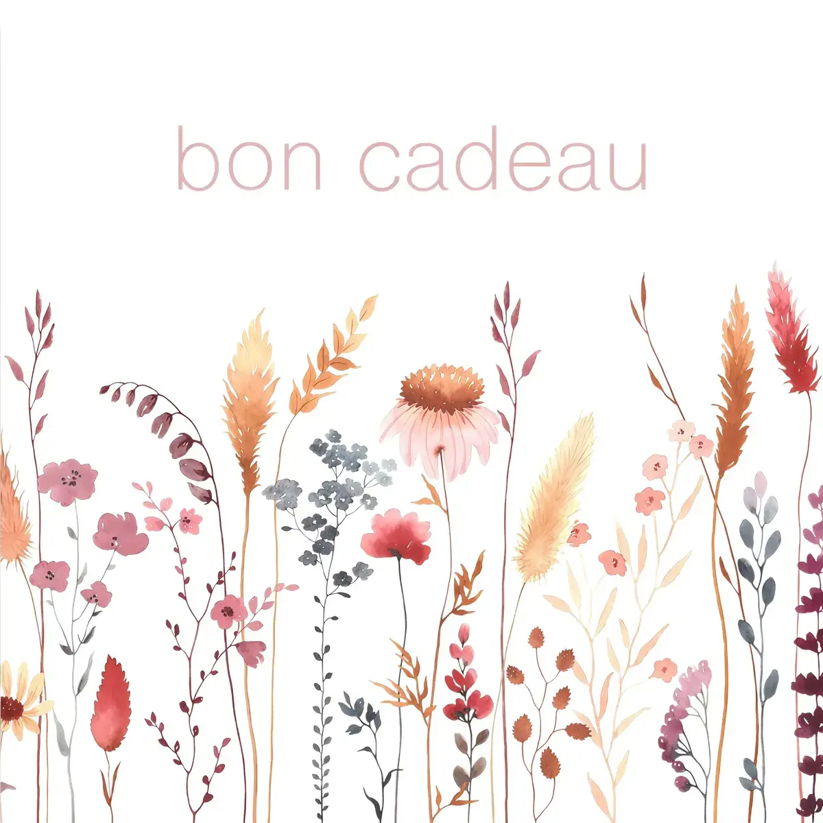 Bon cadeau fleurs champêtres 12x12cm avec enveloppe – Paquet de 12 - Bons cadeaux