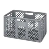 Bac gerbable - Bac Europe 64L 60 x 40 x 32 cm parois et fond ajourés poignées ouvertes polypropylène gris - Bacs à parois ajourées