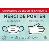 Pancarte Masque et gants obligatoires - Signalétique de sécurité