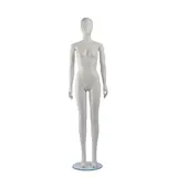 Mannequin vitrine femme tête abstraite blanc laqué H183 cm – Base verre ronde – Fixation mollet - Mannequins femmes