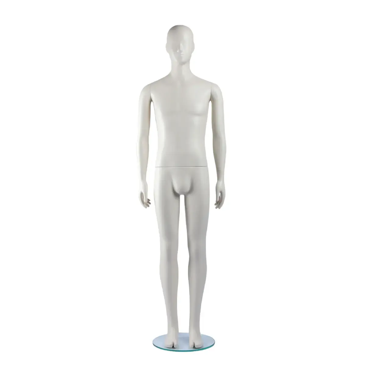 Mannequin homme plastique blanc H 190 cm base verre trempé - Mannequin vitrine - Mannequins abstraits