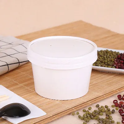 Pot à glace carton 230 ml ø 9 x ø 7,4 x 6,3 cm - Pot à dessert - Blanc - Lot de 25 - Emballage snacking-2