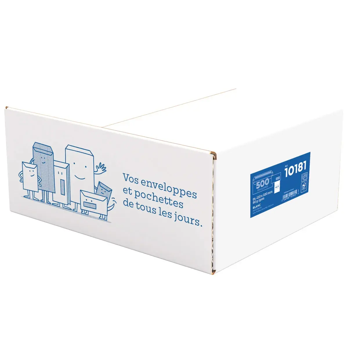 Enveloppe blanche DL 110 x 220 mm 80g avec fenêtre La Couronne - Paquet de 500 - Enveloppes blanches, Enveloppes kraft-2