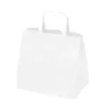 Sac papier kraft blanc poignées plates 32 x 20 x 33 cm - Sac traiteur - Lot de 250 - Sacs vente à emporter