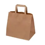 Sac papier kraft brun poignées plates 32 x 21 x 33 cm - Sac traiteur - Lot de 250 - Sacs kraft brun poignées plates