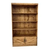Buffet haut avec caisson et 4 étagères bois massif 119 x 39 x 200 cm brun - Mobilier retail - Ligne Authentique