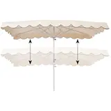 Parasol professionnel de marché télescopique - Parasol forain - Blanc cassé - 300 x 250 cm - armature alu, toile + housse