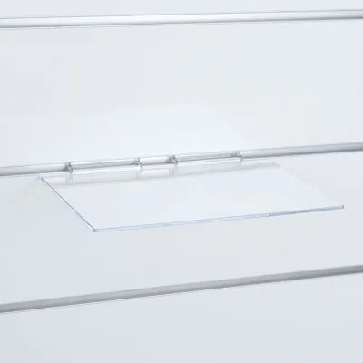 Tablette plexi transparente renforcée pour panneau rainuré 25,4 x 16,6 cm, ép. 3,5 mm - Tablette droite - Tablettes pour panneaux rainurés-2