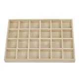 Plateau rangement bijoux bois 24 compartiments 35 x 24 x 3,5 cm - Organisateur bijoux - Présentoirs à bijoux multifonction