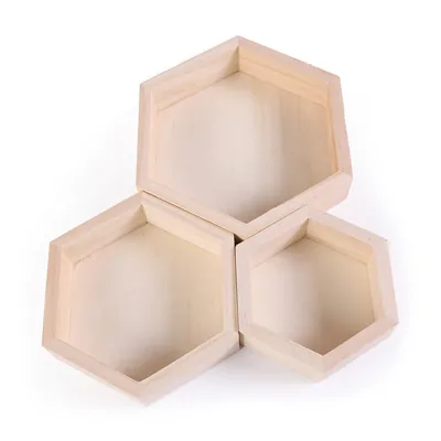 Lot de 3 présentoirs à bijoux bois en alvéoles - Présentoirs à bijoux multifonction