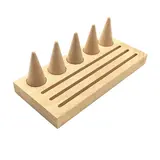 Plateau de présentation pour bagues bois 5 cônes + 3 rangées 22 x 10 x 7,7 cm - Déstockage