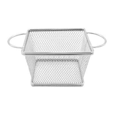 Mini panier à frites inox avec poignée 12,3 x 9,8 x 8,1 cm - Panier frites individuel - Barquettes frites, Cornets frites