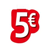 Affiche prix 5€ cartonnée Rouge / Blanc 19 x 21,5 cm - Affiche promo