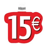 Affiche prix 15€ cartonnée Rouge / Blanc 28 x 21,5 cm