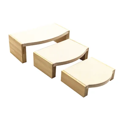 Présentoirs gigognes bois / tissu microfibre - Lot de 3 - Présentoirs à bijoux multifonction