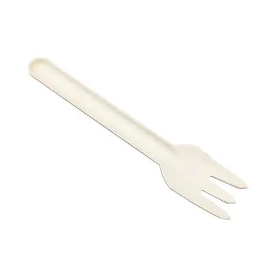 Fourchette biodégradable en fibre de maïs 16 cm - Couvert jetable - Paquet de 50 - Couverts jetables, Couverts bois