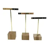 Présentoirs boucles d’oreilles bois et métal or – Lot de 3 tailles - Présentoirs boucles d'oreilles