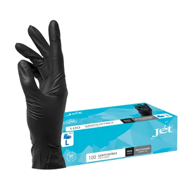 Gants jetables nitrile noirs non poudrés Taille 9 / L - Boîte de 100 - Gants jetables