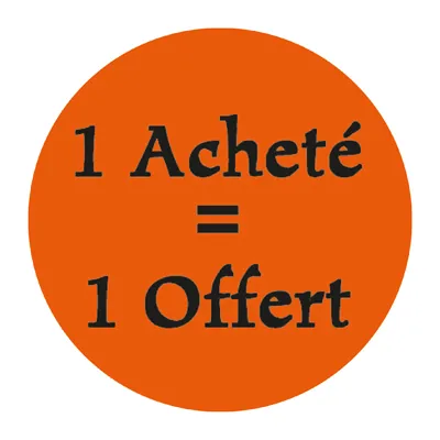 Gommettes adhésives 1 Acheté = 1 Offert - Étiquettes adhésives Soldes, Étiquettes promotionnelles