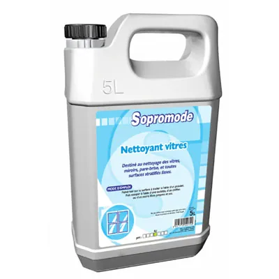 Nettoyant vitres et surfaces Sopromode - Nettoyant vitre pro - Bidon 5 L - Produits vitres, Nettoyants vitres