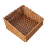 Corbeille carrée manne tressée marron 39 x 39 x 12 cm plastique - Vanneries