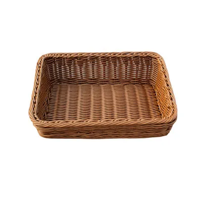 Corbeille manne rectangulaire plastique marron 32 x 22 x 6 cm - Vanneries