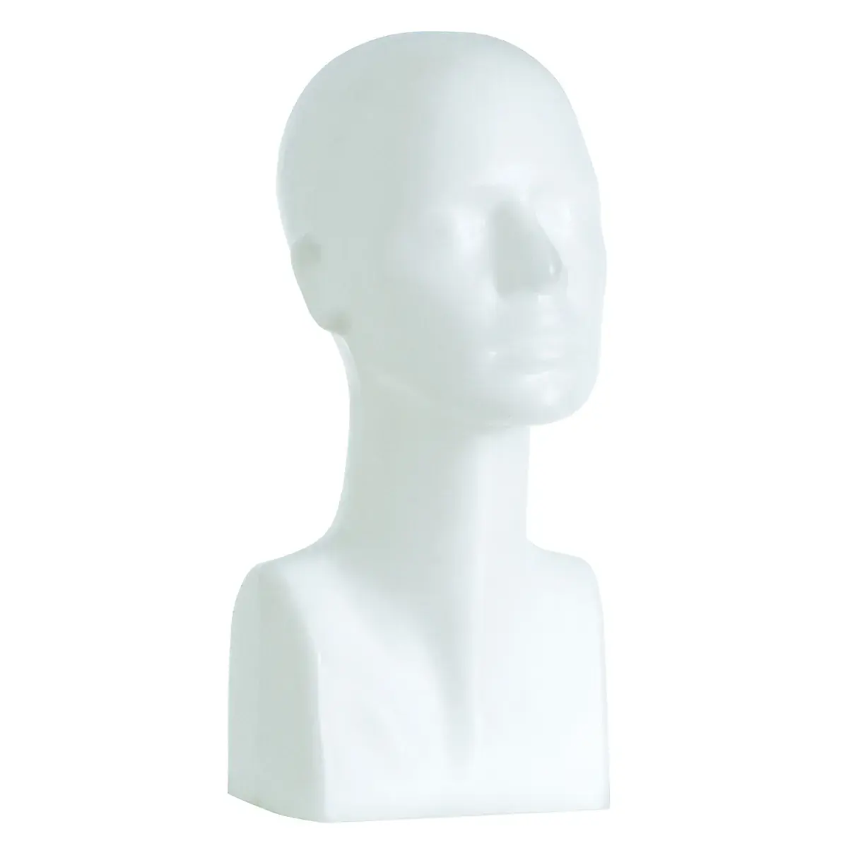 Tête mannequin femme plastique H 38 cm - Tête pour perruque, chapeau - Blanc - Têtes mannequin, têtes à perruque