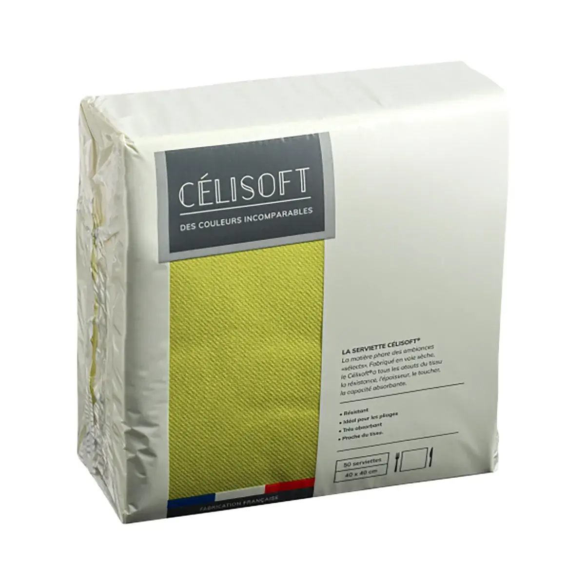 Serviette Celisoft non tissée 40 x 40 cm - Serviette jetable - Serviette de table papier - Vert chartreuse - Paquet de 50 - Serviettes jetables, Serviettes cocktails