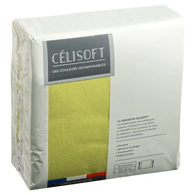 Serviette Celisoft non tissée 40 x 40 cm - Serviette jetable - Serviette de table papier - Vert chartreuse - Paquet de 50 - Serviettes jetables, Serviettes cocktails-2