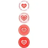 Etiquette Saint Valentin Assortiment Coeurs ø 35 mm - Sticker Saint Valentin - Rouleau de 500 - Étiquettes cadeaux adhésives