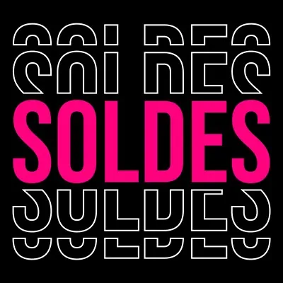 Affiche Soldes magasin carrée 38 x 38 cm - Affiche promo - Noir/Fuchsia - Affiches Soldes, Panneau soldes