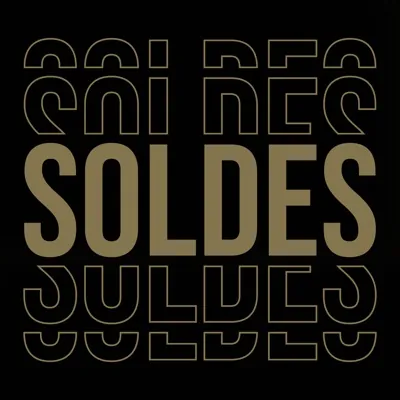 Affiche Soldes magasin carrée 38 x 38 cm - Affiche promo - Noir/Or - Affiches Soldes, Panneaux soldes