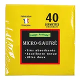 Serviette ouate micro-gaufrée 2 plis 38 x 38 cm - Serviette jetable - Serviette de table papier - Jaune - Paquet de 40 - Serviettes jetables, Serviettes cocktails