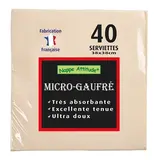 Serviette ouate micro-gaufrée 2 plis 38 x 38 cm - Serviette jetable - Serviette de table papier - Ivoire - Paquet de 40 - Serviettes jetables, Serviettes cocktails