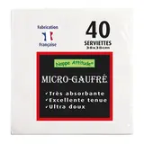 Serviette ouate micro-gaufrée 2 plis 38 x 38 cm - Serviette jetable - Serviette de table papier - Blanc - Paquet de 40 - Serviettes jetables, Serviettes cocktails
