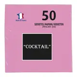 Serviette cocktail ouate micro-gaufrée 2 plis 20 x 20 cm - Mini serviette - Rose - Paquet de 50