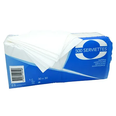 Serviette papier ouate 1 pli 30 x 30 cm - Serviette jetable - Serviette de table papier - Blanc - Paquet de 500 - Serviettes jetables, Serviettes cocktails-2