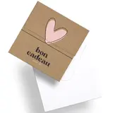 Bon cadeau à remplir kraft coeur rose 12 x 12 cm avec enveloppes - Carte cadeau - Paquet de 12 - Étiquettes et Bons cadeaux St Valentin