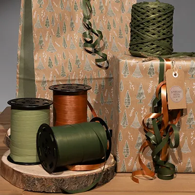 Bolduc mat vert army 10 mm x 250 m polypropylène – Ruban cadeau kaki - Bolducs unis-2