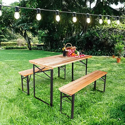 Table brasserie pliante bois / métal 116 x 60 x 75 cm - Tables pliantes, Tables traiteur-3