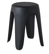 Tabouret design empilable noir 47cm avec assise rembourrée - Usage Pro (Commerce & CHR) - Tabourets