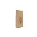 Sac SOS kraft brun avec fenêtre 250 ml 9 x 5 x 20,5 cm doublé OPP thermosoudable - Sachet SOS - Lot de 100 - Sacs SOS avec fenêtre