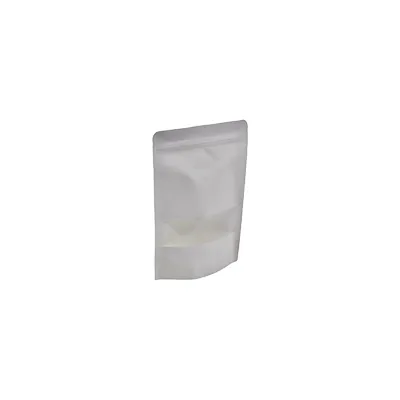 Sachet doypack avec fenêtre 250 ml 12 x 4 x 20 cm fermeture zip - Sachet stand up - Blanc - Lot de 50 - Sachets doypacks