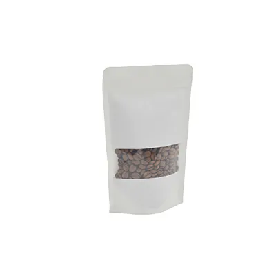 Sachet doypack avec fenêtre 250 ml 12 x 4 x 20 cm fermeture zip - Sachet stand up - Blanc - Lot de 50 - Sachets doypacks-2