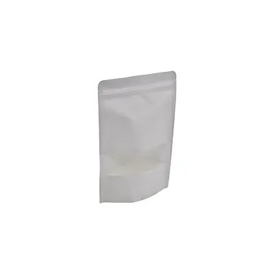 Sachet doypack avec fenêtre 500 ml 15 x 4 x 22 cm fermeture zip - Sachet stand up - Blanc - Lot de 50 - Sachets doypacks