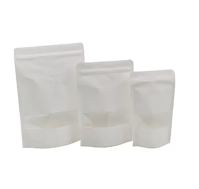 Sachet doypack avec fenêtre 500 ml 15 x 4 x 22 cm fermeture zip - Sachet stand up - Blanc - Lot de 50 - Sachets doypacks-3
