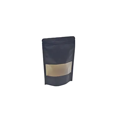 Sachet doypack avec fenêtre 250 ml 12 x 4 x 20 cm fermeture zip - Sachet stand up - Noir - Lot de 50 - Sachets doypacks