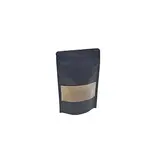 Sachet doypack avec fenêtre 250 ml 12 x 4 x 20 cm fermeture zip - Sachet stand up - Noir - Lot de 50 - Sachets doypacks